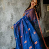Improbable Royal Blue Cotton Silk Saree With Fragrant Blouse Piece