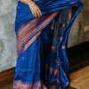 Improbable Royal Blue Cotton Silk Saree With Fragrant Blouse Piece
