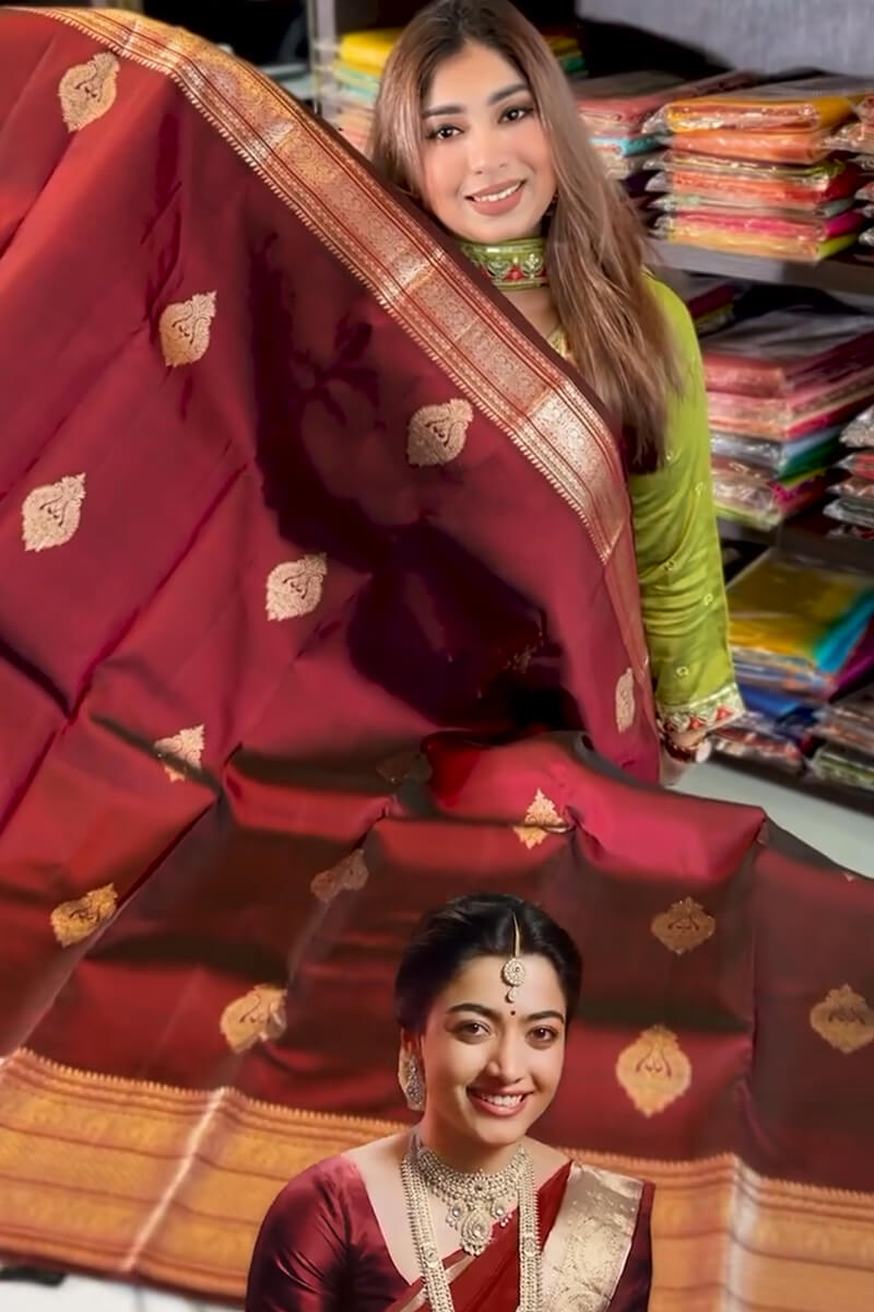 Splendorous Wine Soft Banarasi Silk Saree With Nebula Blouse Piece