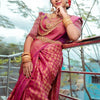 Desuetude Dark Pink Soft Silk Saree With Tempting Blouse Piece