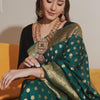 Attractive Dark Green Soft Silk Saree With Precious Blouse Piece