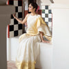 Wonderful Off White Soft Silk Saree With Amazing Blouse Piece