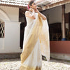 Wonderful Off White Soft Silk Saree With Amazing Blouse Piece