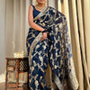 Classy Navy Blue Soft Silk Saree With Arresting Blouse Piece