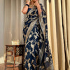 Classy Navy Blue Soft Silk Saree With Arresting Blouse Piece