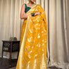 Desirable Yellow Soft Silk Saree With Super classy Blouse Piece