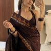 Vibrant Brown Soft Silk Saree With Excellent Blouse Piece