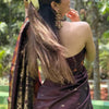 Vibrant Brown Soft Silk Saree With Excellent Blouse Piece
