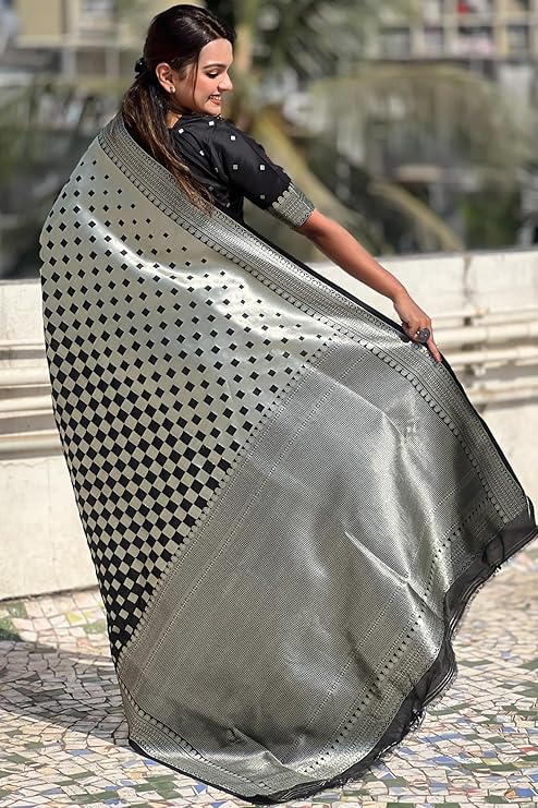 Classic Black Soft Silk Saree With Charismatic Blouse Piece