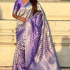 Unique Lavender Soft Silk Saree With Vestigial Blouse Piece