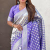 Unique Lavender Soft Silk Saree With Vestigial Blouse Piece
