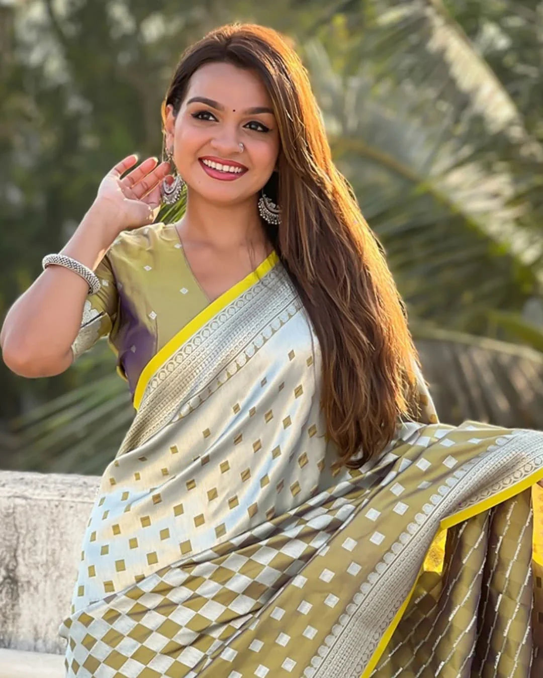 Scrumptious Mustard Soft Silk Saree With Mellifluous Blouse Piece