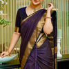 Adoring Navy Blue Soft Silk Saree With Delightful Blouse Piece