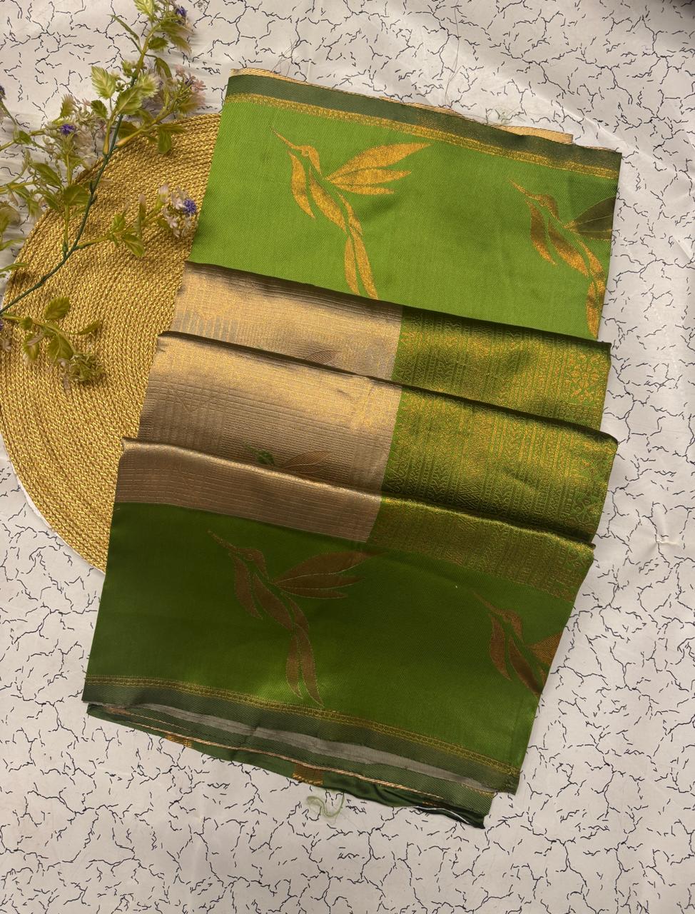 Evocative Beige Soft Banarasi Silk Saree With Stunner Blouse Piece