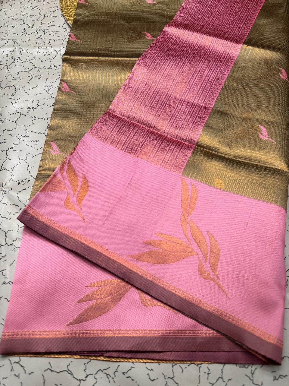 Glorious Beige Soft Banarasi Silk Saree With Pleasant Blouse Piece