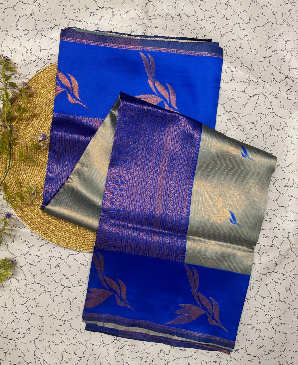 Seraglio Sky Soft Banarasi Silk Saree With Impressive Blouse Piece