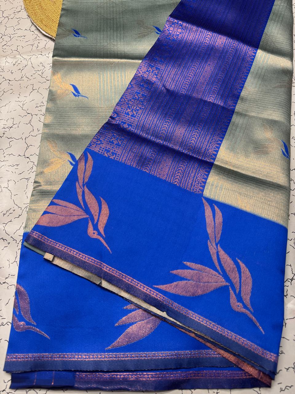 Seraglio Sky Soft Banarasi Silk Saree With Impressive Blouse Piece