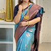 Verdant Firozi Soft Silk Saree With Supernal Blouse Piece