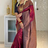 Entrancing Maroon Soft Silk Saree With Surpassing Blouse Piece