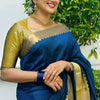 Rhapsody Navy Blue Soft Silk Saree With Fairytale Blouse Piece