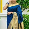 Rhapsody Navy Blue Soft Silk Saree With Fairytale Blouse Piece