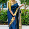 Rhapsody Navy Blue Soft Silk Saree With Fairytale Blouse Piece