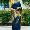 Rhapsody Navy Blue Soft Silk Saree With Fairytale Blouse Piece