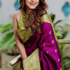 Stylish Purple Soft Silk Saree With Elision Blouse Piece