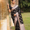 Nebula Black Soft Silk Saree With Epiphany Blouse Piece