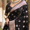 Nebula Black Soft Silk Saree With Epiphany Blouse Piece