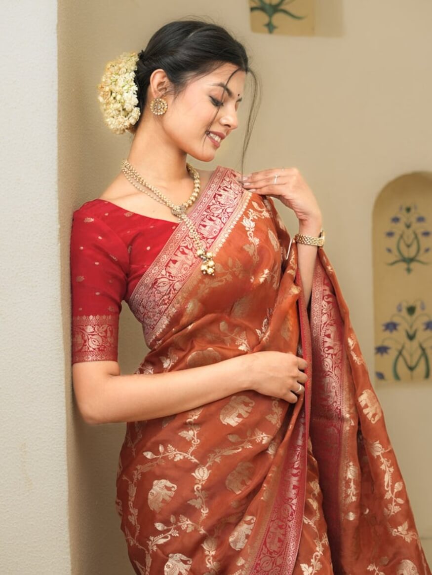 Classy Orange Soft Silk Saree With Piquant Blouse Piece