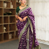 Scintilla Purple Soft Silk Saree With Eloquence Blouse Piece