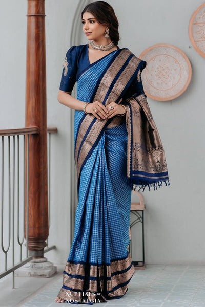 Sempiternal Blue Soft Silk Saree With Scrupulous Blouse Piece