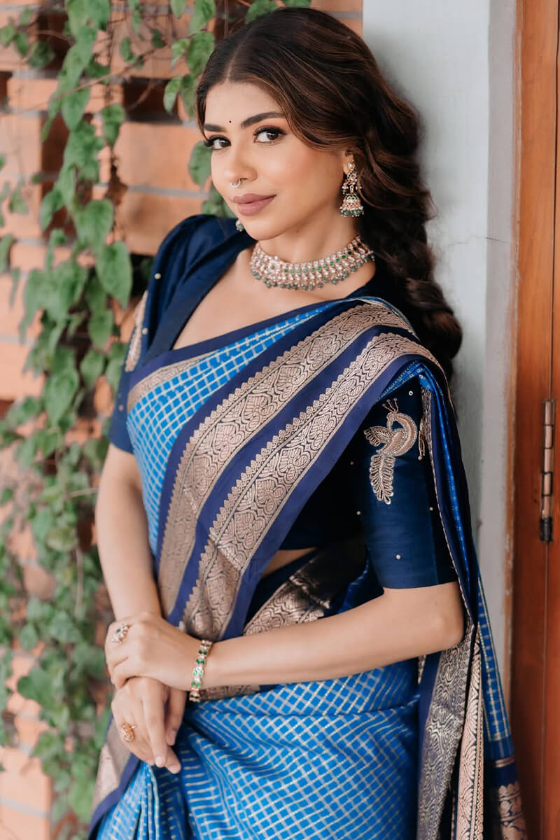 Sempiternal Blue Soft Silk Saree With Scrupulous Blouse Piece