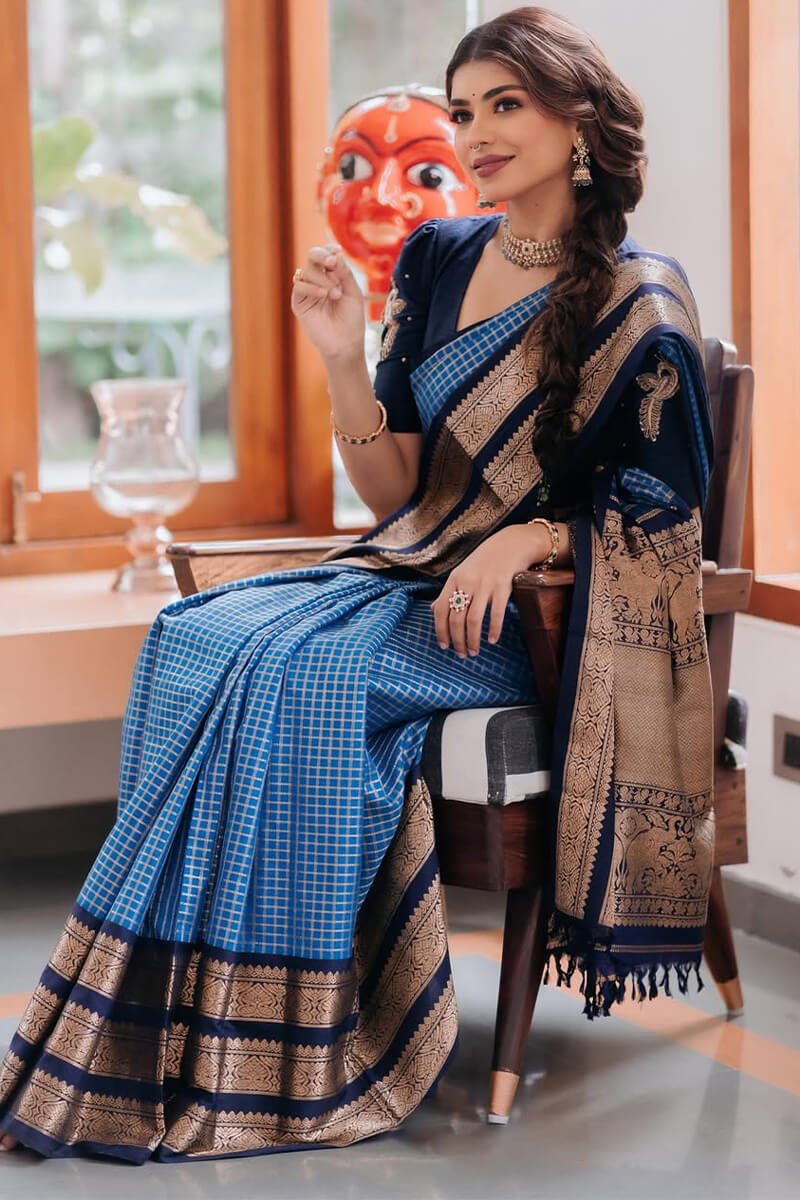 Sempiternal Blue Soft Silk Saree With Scrupulous Blouse Piece