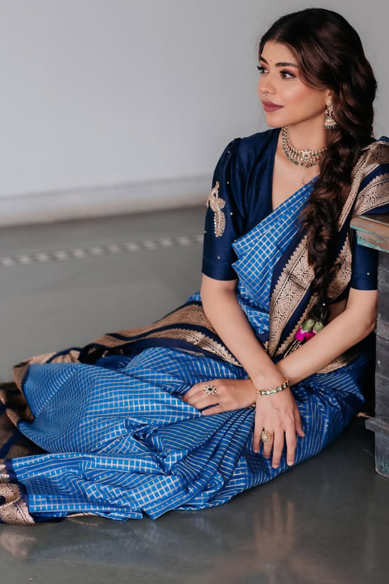 Sempiternal Blue Soft Silk Saree With Scrupulous Blouse Piece
