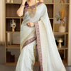 Girlish Beige Soft Silk Saree With Outstanding Blouse Piece