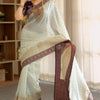Girlish Beige Soft Silk Saree With Outstanding Blouse Piece
