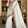 Girlish Beige Soft Silk Saree With Outstanding Blouse Piece