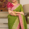 Twirling Green Soft Silk Saree With Vivacious Blouse Piece