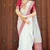 Admirable Off White Soft Silk Saree With Gossamer Blouse Piece