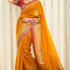 Lustrous Orange Soft Silk Saree With Elaborate Blouse Piece