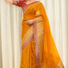 Lustrous Orange Soft Silk Saree With Elaborate Blouse Piece