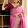 Pulsating Pink Soft Silk Saree With Opulent Blouse Piece