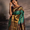 Artistic Rama Soft Silk Saree With Demanding Blouse Piece