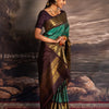 Artistic Rama Soft Silk Saree With Demanding Blouse Piece