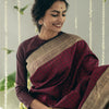 Beautiful Wine Soft Silk Saree With Precious Blouse Piece
