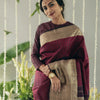 Beautiful Wine Soft Silk Saree With Precious Blouse Piece
