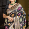 Vestigial Black Soft Silk Saree With Panoply Blouse Piece