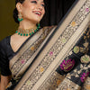 Vestigial Black Soft Silk Saree With Panoply Blouse Piece